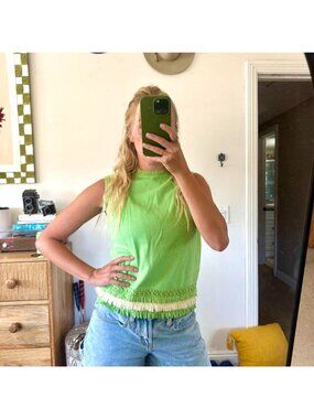 MISTER MARTY BOHO BLOUSE TANK TOP GREEN WOMENS SIZE MEDIUM